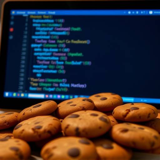 Illustration of internet cookies on a computer screen